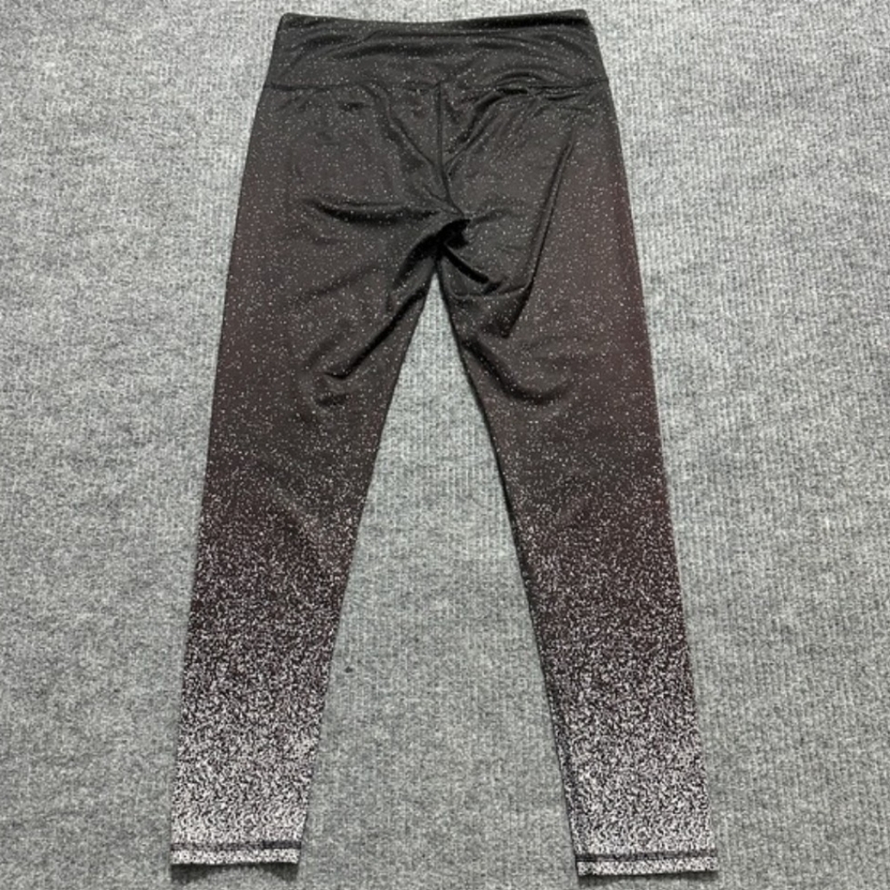 RBX Womens Leggings Size L Black White Ombre Speckled Print Stretch Activewear